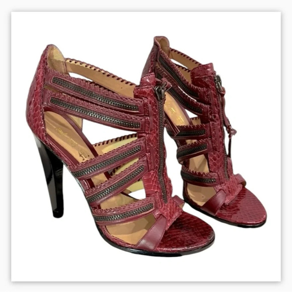 L.A.M.B Nayuta Burgundy Strappy Heels Size 6M - Picture 1 of 11